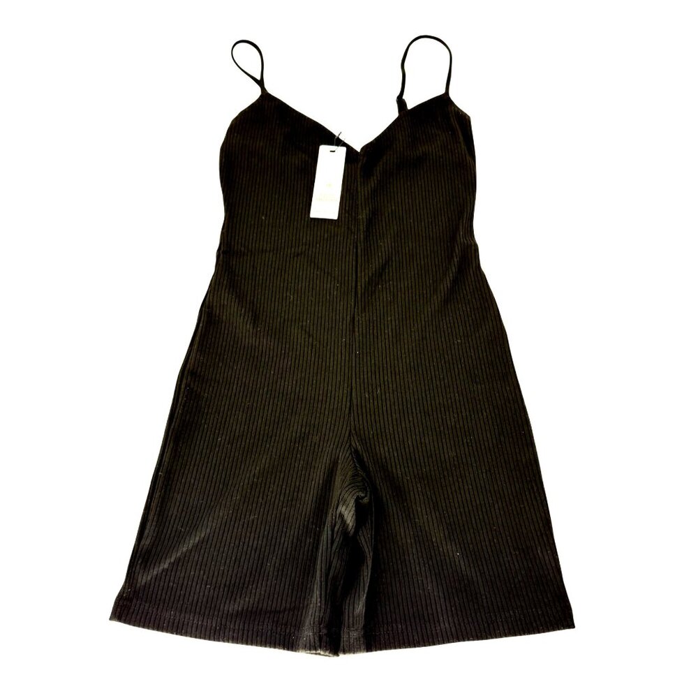 Bb Dakota Black Ribbed Big Moves Catsuit With Adjustable Straps Size S NWT